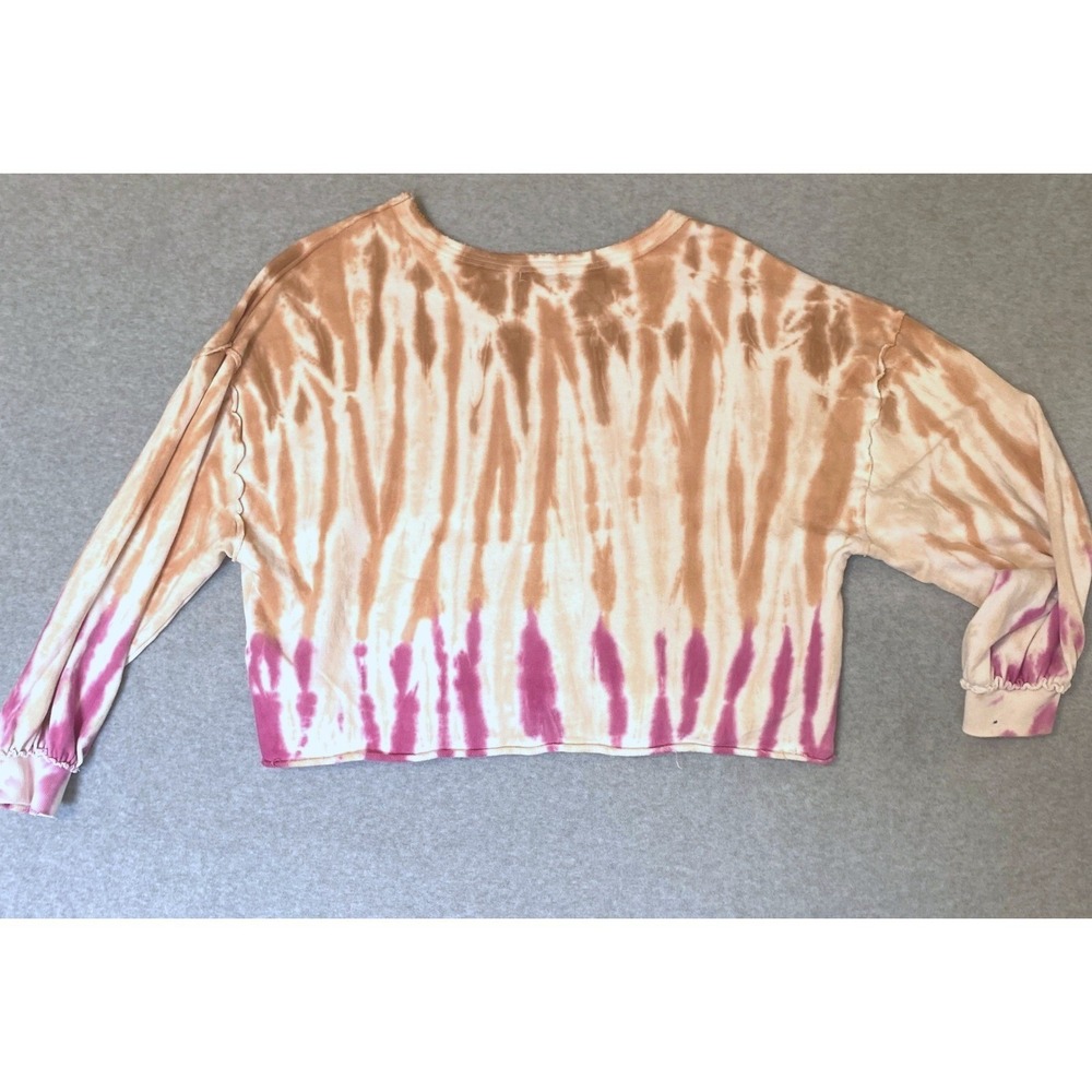 Z Supply Tie Dye Scoop Neck Sweatshirt Women L Crop Relaxed Dolman Sleeve Soft - Picture 2 of 7